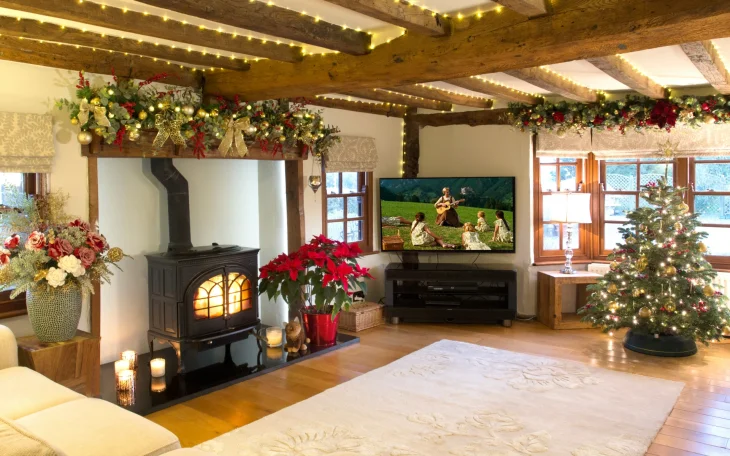 Vánoce, obývací pokoj